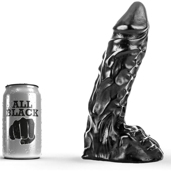 All Black Dildo 23 cm with Realistic Veins