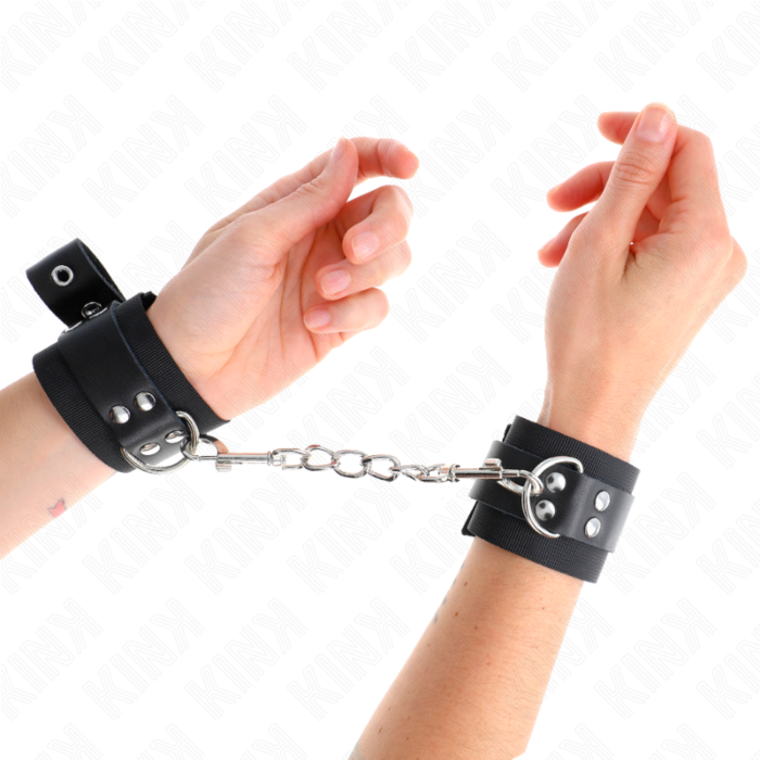Black Nylon Wrist Restraints KINK Adjustable 19-29 cm