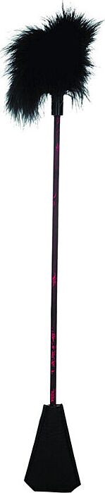 Leather whip with feathers