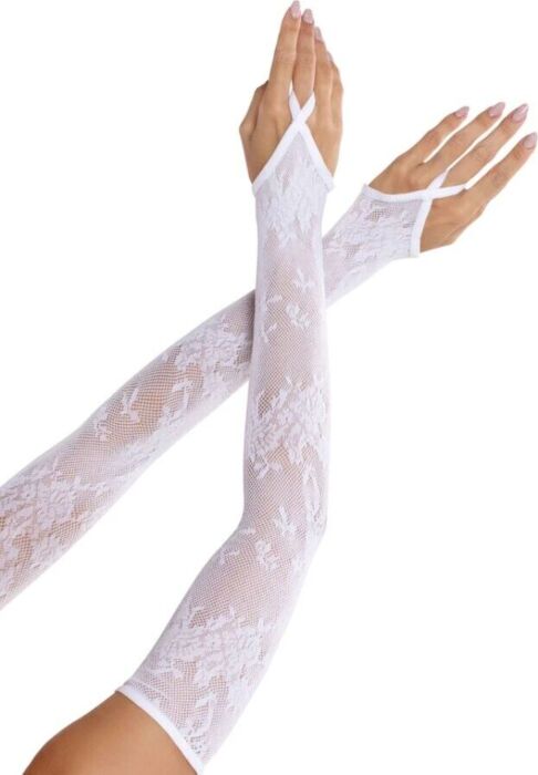 Leg Avenue Gloves White Floral Lace Extra Long