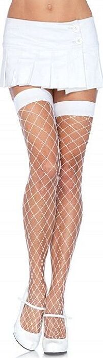 White Medium Fishnet Snowflake Stockings