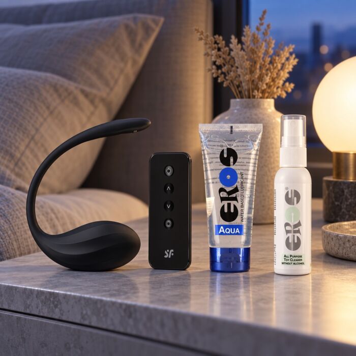 App-controlled wearable vibrator kit for long-distance couples – lifestyle scene (AI-generated image) App-controlled wearable vibrator kit for long-distance couples – lifestyle scene (AI-generated image)