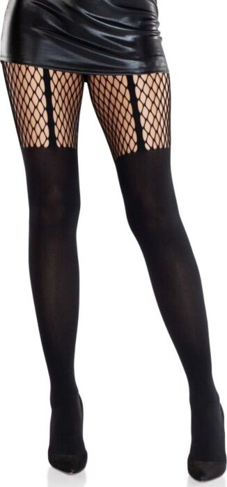 Leg Avenue Stockings with Lace Detail - Black