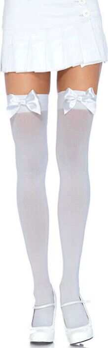 Leg Avenue Hosiery Nylon Thigh Highs with Bow Leg Avenue Hosiery Nylon Thigh Highs with Bow