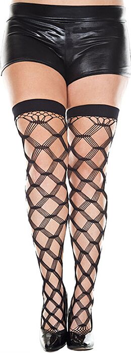 XXL Fishnet Stockings No Brand with Reinforced Toe