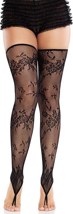 Leg Avenue Floral Lace Thigh Highs - Elegant Touch Leg Avenue Floral Lace Thigh Highs - Elegant Touch