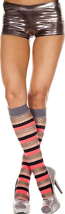 Music Legs Striped Net Knee-Highs