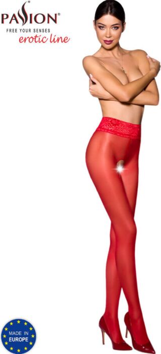 Stockings Passion TIOPEN 008 Red 3/4 Lace
