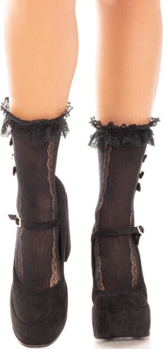 Ankle Socks Leg Avenue Ruffled Hearts Black Ankle Socks Leg Avenue Ruffled Hearts Black