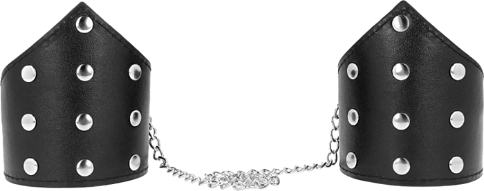 KINK Wrist Restraint Black Spiked Cuffs with Chain
