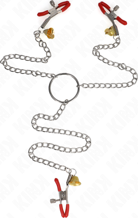 Nipple Clamps KINK Gold Bells 7cm Sensual Play