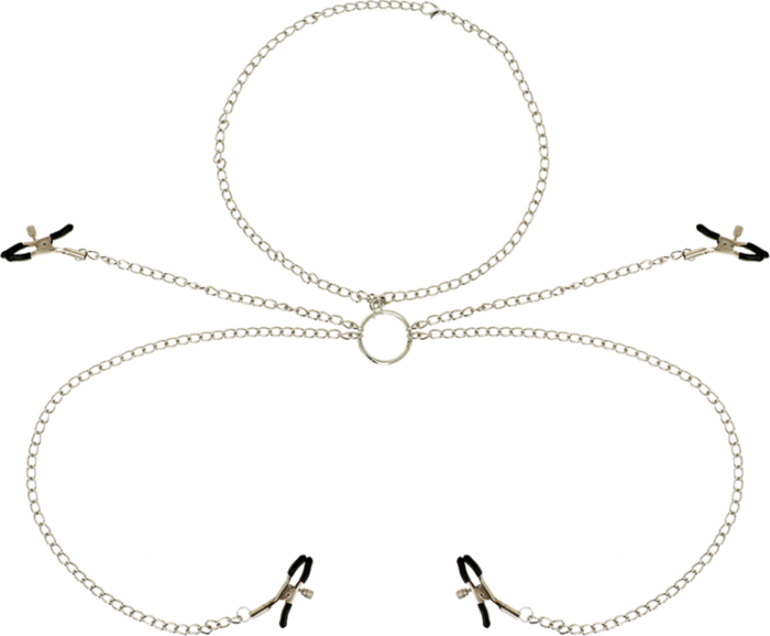 Nipple Clamps OhMama Fetish with Chain Collar Nipple Clamps OhMama Fetish with Chain Collar