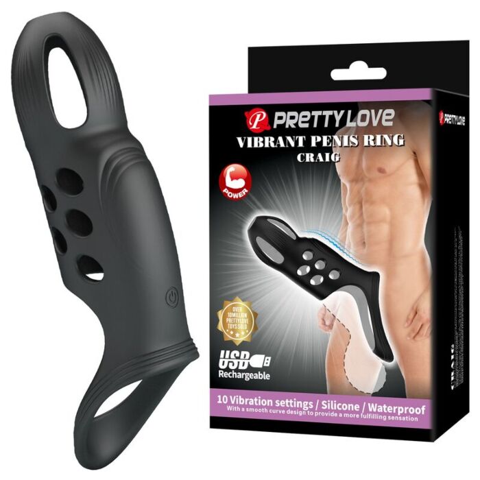 PRETTY LOVE CRAIG Rechargeable Vibrating Penis Ring PRETTY LOVE CRAIG Rechargeable Vibrating Penis Ring