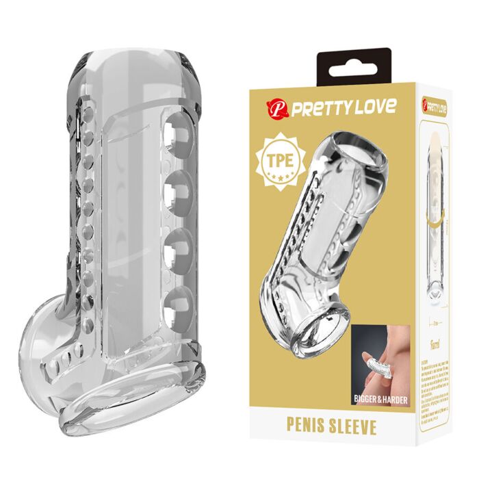 Sleeve For Him Transparent Textured Penis Sheath Sleeve For Him Transparent Textured Penis Sheath