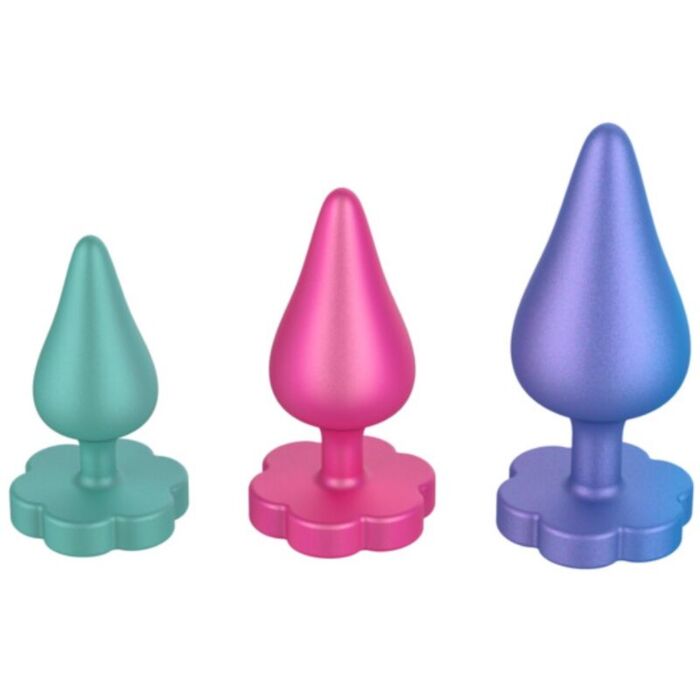 Anal Plugs ROMP Luster Training Kit S/M/L with Flower Base Anal Plugs ROMP Luster Training Kit S/M/L with Flower Base