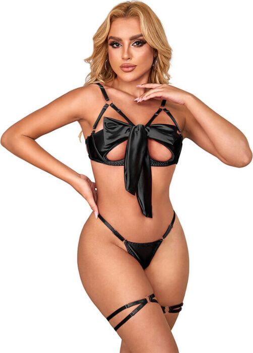 Lingerie Set SUBBLIME Adjustable Black Bow L/XL