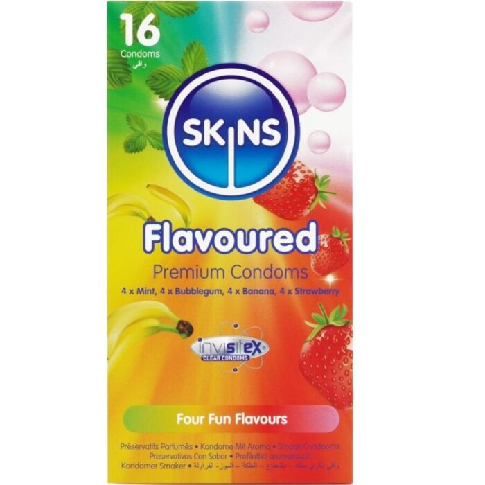 Flavoured Condoms SKINS Multi Flavours Pack of 16 Flavoured Condoms SKINS Multi Flavours Pack of 16