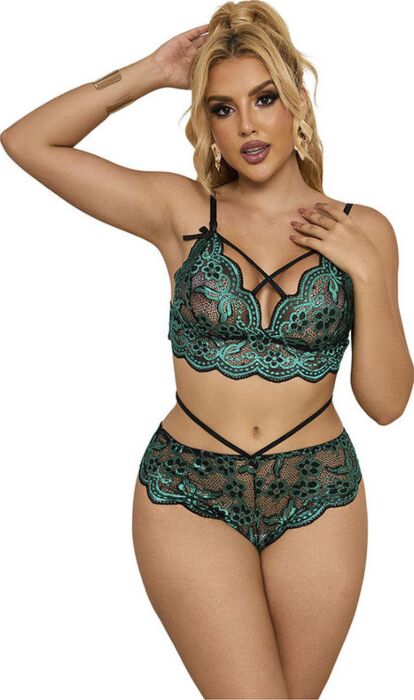 Lingerie Set SUBBLIME Sublime Green Lace L/XL