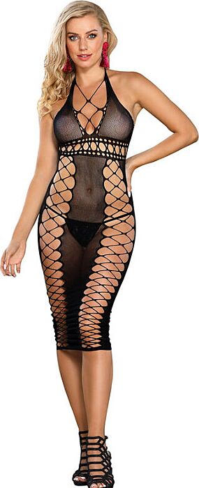 Long Black Mesh Dress Sublime 952310 Elegant Style