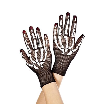 GUANTES NEGRO CON DIB ESQUELETO