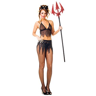 She-devil Costume Music Legs S/M Spiked Set