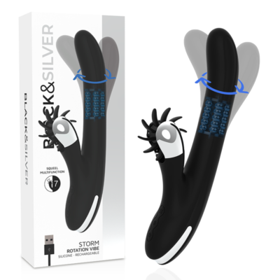 Rotating Vibrator Black&Silver Bunny Storm Vibe