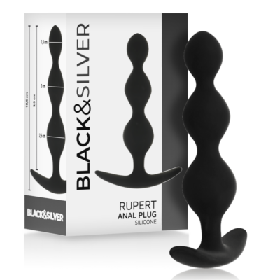 Anal Balls Black&Silver Rupert 10cm - Silicone Pleasure
