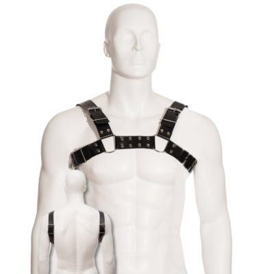Black Leather Bulldog Harness