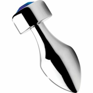 Aluminum plug with blue gem - small