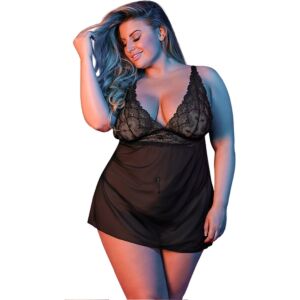 Sexytime - v back nightdress - black