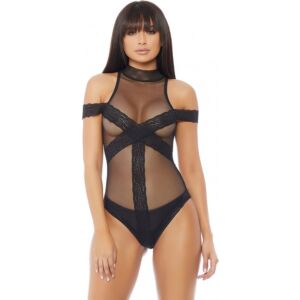 Breakdown teddy body negro con transparencias