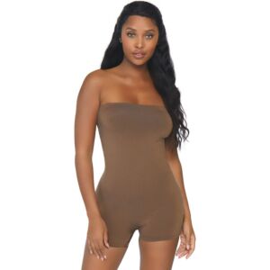 Microfiber opaque bodysuit - caramel