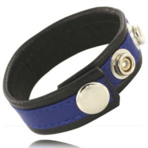 Blue-Black Penis Strap - Leather Flex