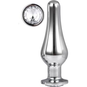 Shiny Silver Pleasure - Aluminum Butt Plug with Jewel