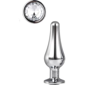 Bright Jewel Tip Anal Plug - Aluminum anal plug with precious gemstone