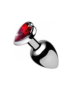 Plug anal grande con gema - rojo