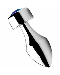 Aluminum plug with blue gem - small