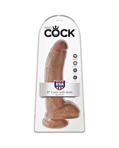King cock pene realístico con testículos 23cm mulato