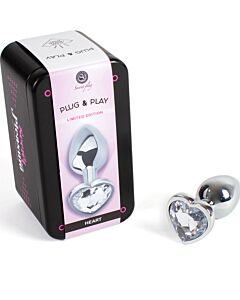 Glass Heart Butt Plug - Size S