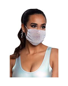 Rhinestone Harlow Mask - White