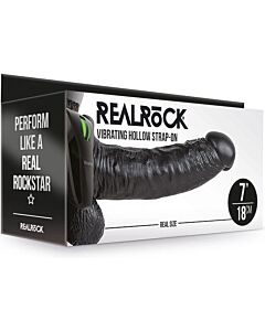 RealRock Hollow Vibrating Dildo - 7/18 cm - Black
