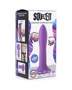 Squeezable slender silicone dildo - purple