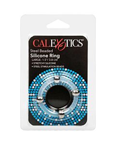 Silicone ring with steel beads - size l