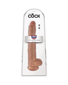 King cock pene realístico con testículos 37,5cm mulato
