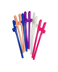 Straws with penises 10 pcs colors