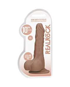 Realistic Dildo with Testicles 10'' - Soft Tan TPE Skin