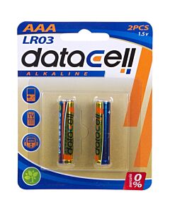 Blister 2 alkaline LR03/AAA batteries - Datacell - Premium Quality