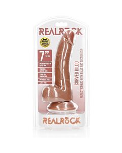 RealRock - Realistic Curved Dildo with Testicles and Suction Cup - 7'' / 18 cm