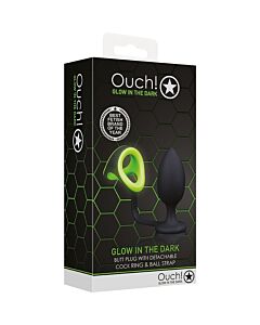 Ouch! Cock Ring with Anal Plug - Glow in the Dark