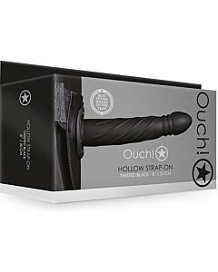 Ouch! Braided Hollow Strap-On Black 8'' - Sex Shop
